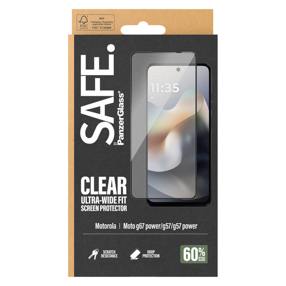 Закалено стъкло UWF за Motorola Moto G57 Power 5G, Черно, SAFE by PanzerGlass