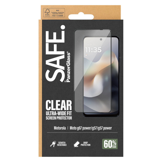 Закалено стъкло UWF за Motorola Moto G57 Power 5G, Черно, SAFE by PanzerGlass