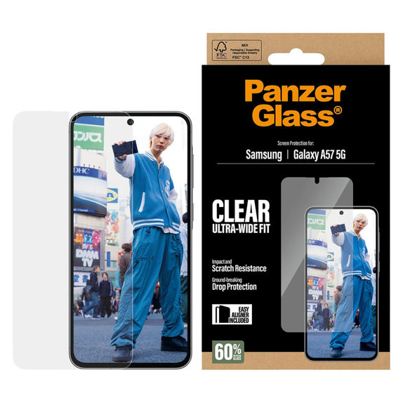 UWF закалено стъкло с апликатор за Samsung Galaxy A57, прозрачно, clear, PanzerGlass