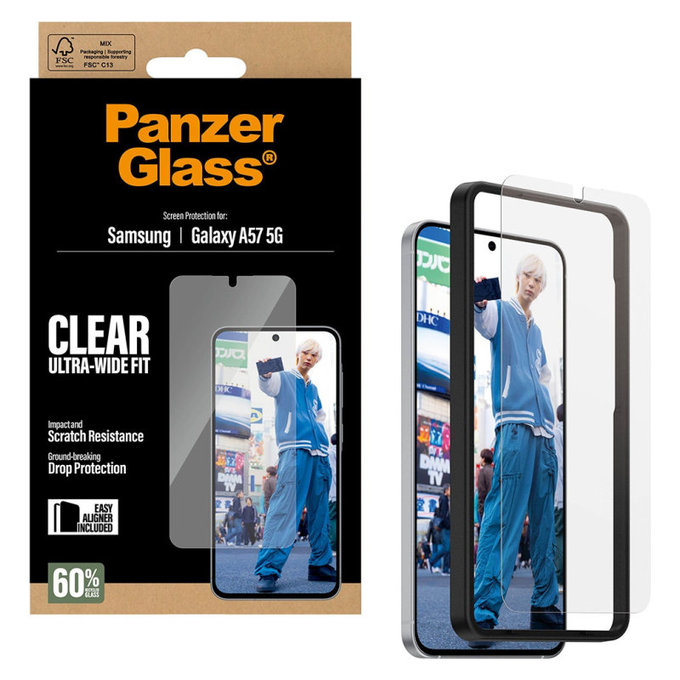 UWF закалено стъкло с апликатор за Samsung Galaxy A57, прозрачно, clear, PanzerGlass