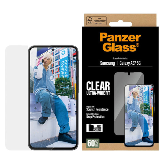 UWF закалено стъкло с апликатор за Samsung Galaxy A37, прозрачно, clear, PanzerGlass