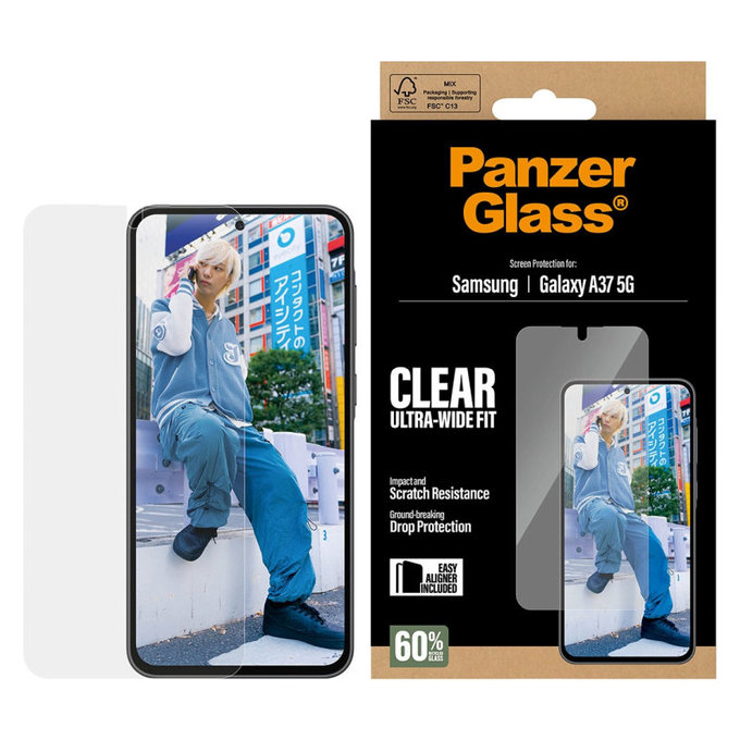 UWF закалено стъкло с апликатор за Samsung Galaxy A37, прозрачно, clear, PanzerGlass