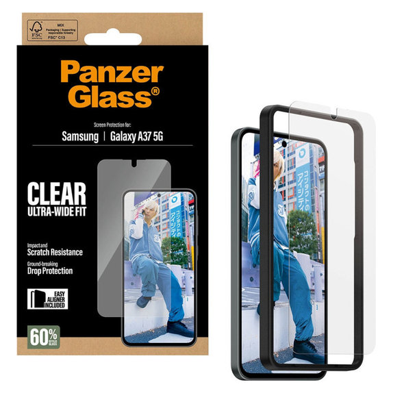UWF закалено стъкло с апликатор за Samsung Galaxy A37, прозрачно, clear, PanzerGlass