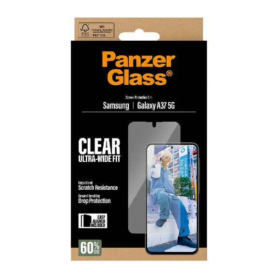 UWF закалено стъкло с апликатор за Samsung Galaxy A37, прозрачно, clear, PanzerGlass
