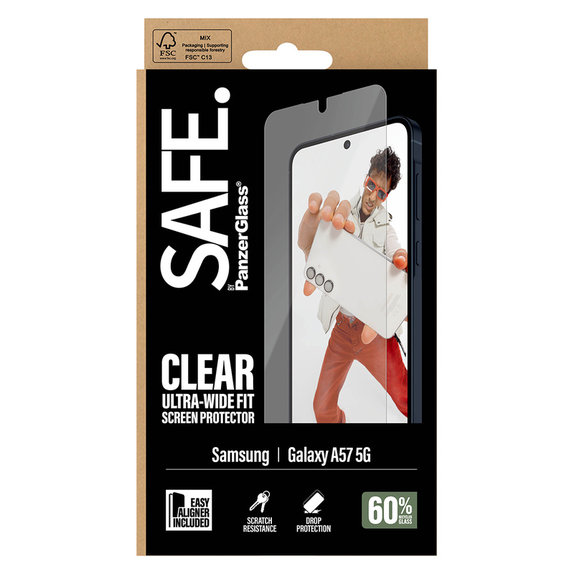 Закалено стъкло UWF с апликатор за Samsung Galaxy A57, Прозрачно, SAFE by PanzerGlass