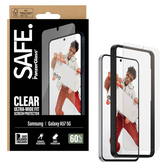 Закалено стъкло UWF с апликатор за Samsung Galaxy A57, Прозрачно, SAFE by PanzerGlass