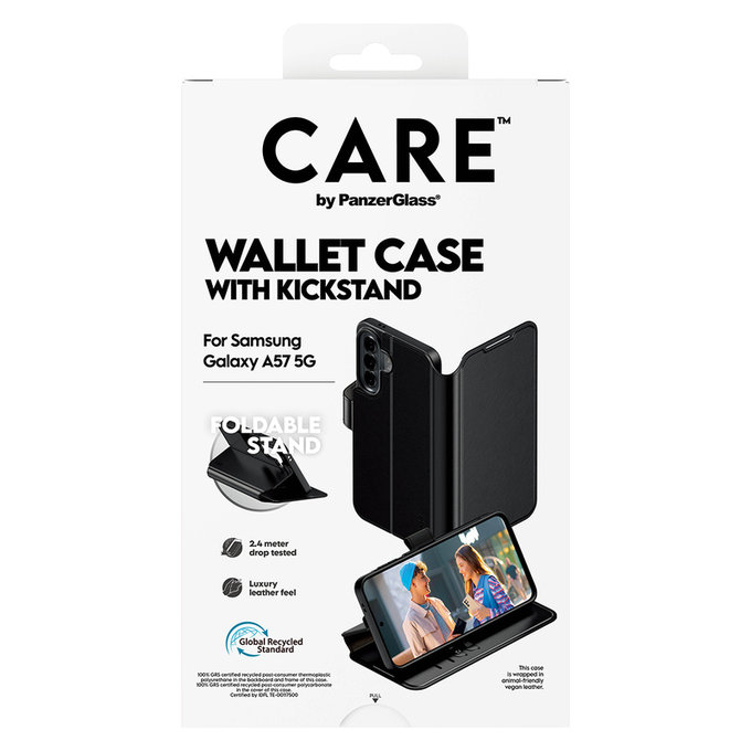 Калъф Wallet Kickstand за Samsung Galaxy A57, Черно, PanzerGlass