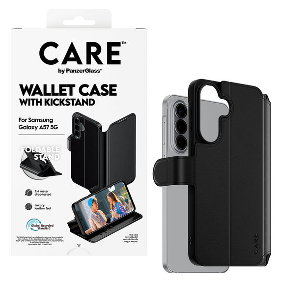 Калъф Wallet Kickstand за Samsung Galaxy A57, Черно, PanzerGlass