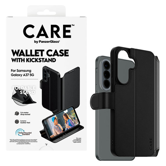Калъф Wallet Kickstand за Samsung Galaxy A37, Черно, PanzerGlass