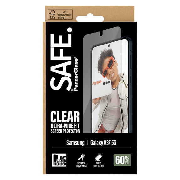 Закалено стъкло UWF с апликатор за Samsung Galaxy A37, Прозрачно, SAFE by PanzerGlass