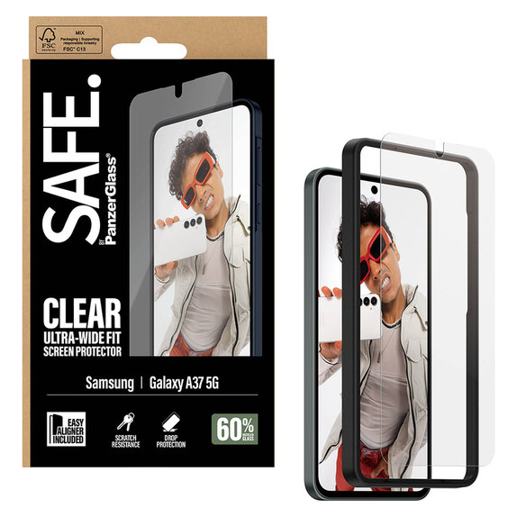 Закалено стъкло UWF с апликатор за Samsung Galaxy A37, Прозрачно, SAFE by PanzerGlass