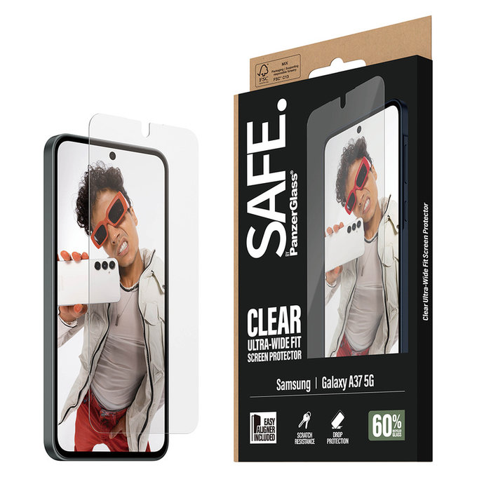 Закалено стъкло UWF с апликатор за Samsung Galaxy A37, Прозрачно, SAFE by PanzerGlass