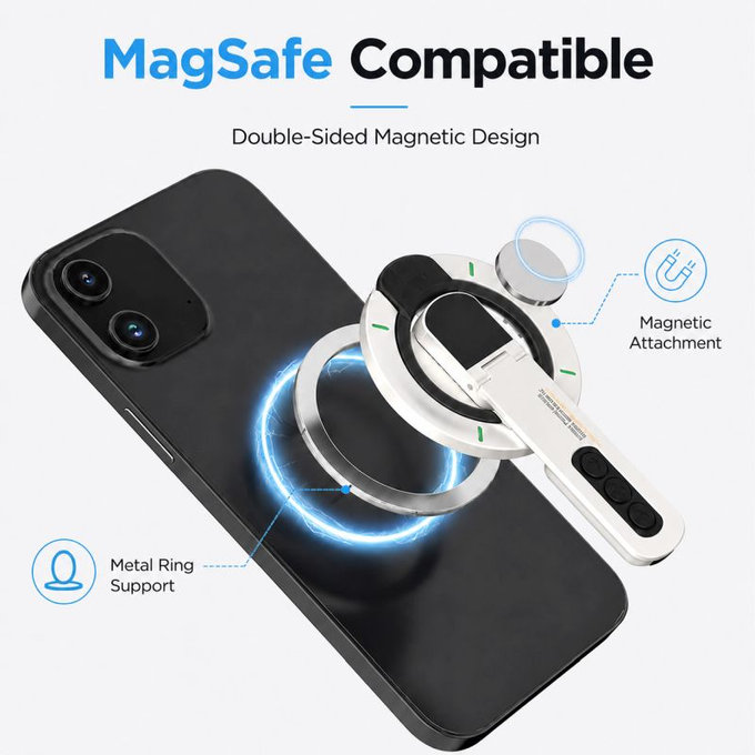 Магнитен държач за телефон със стойка, съвместим с MagSafe, черен