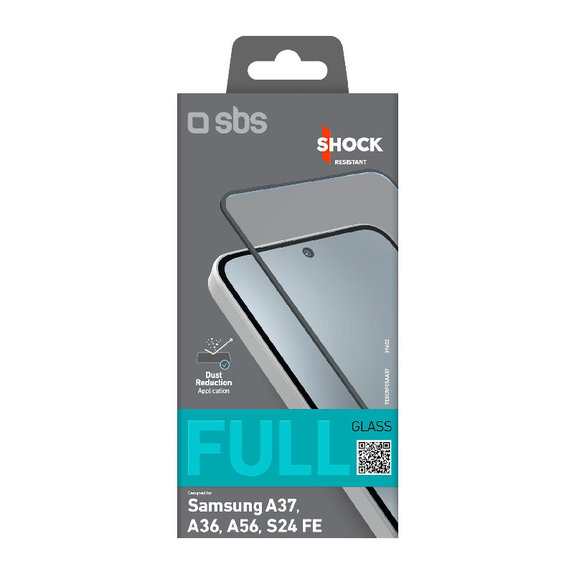 Закалено стъкло Full Cover за Samsung Galaxy A37, A36, A56, S24 FE, Черно, Black, SBS