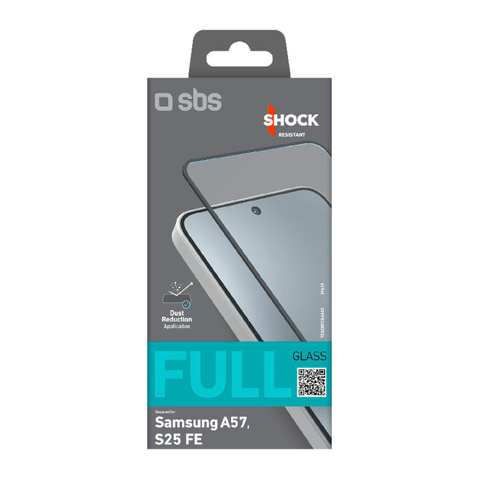 Закалено стъкло Full Cover за Samsung Galaxy A57, Черно, Black, SBS