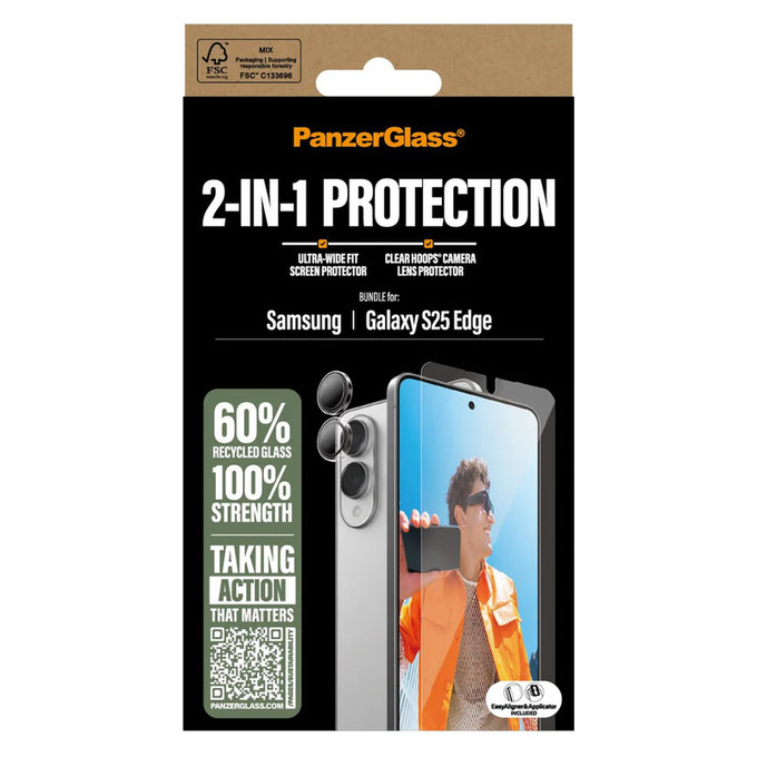 Bundle 2 в 1 за Samsung Galaxy S25 Edge, PanzerGlass