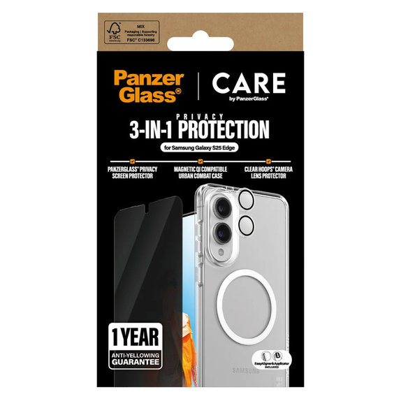 Bundle 3 в 1 Privacy за Samsung Galaxy S25 Edge, PanzerGlass