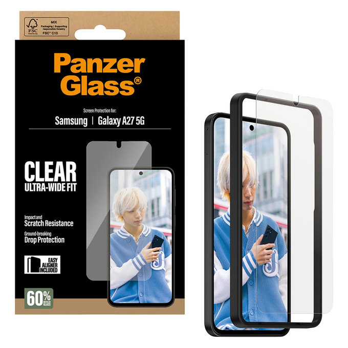Закалено стъкло UWF с апликатор за Samsung Galaxy A27, Прозрачно, PanzerGlass