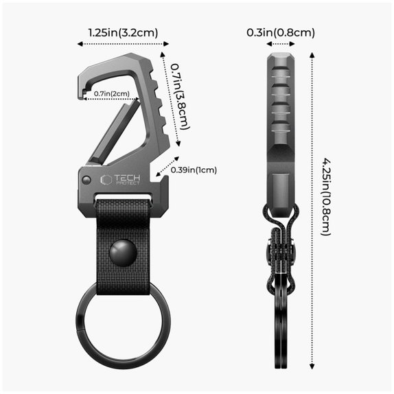 Ключодържател Slidelock Carabiner Keychain, Gunmetal, Tech-Protect