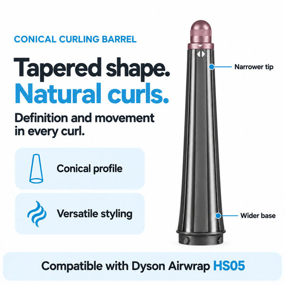 Конусовиден накрайник за къдрене за Dyson Airwrap HS05, Ceramic Pink / Rose Gold