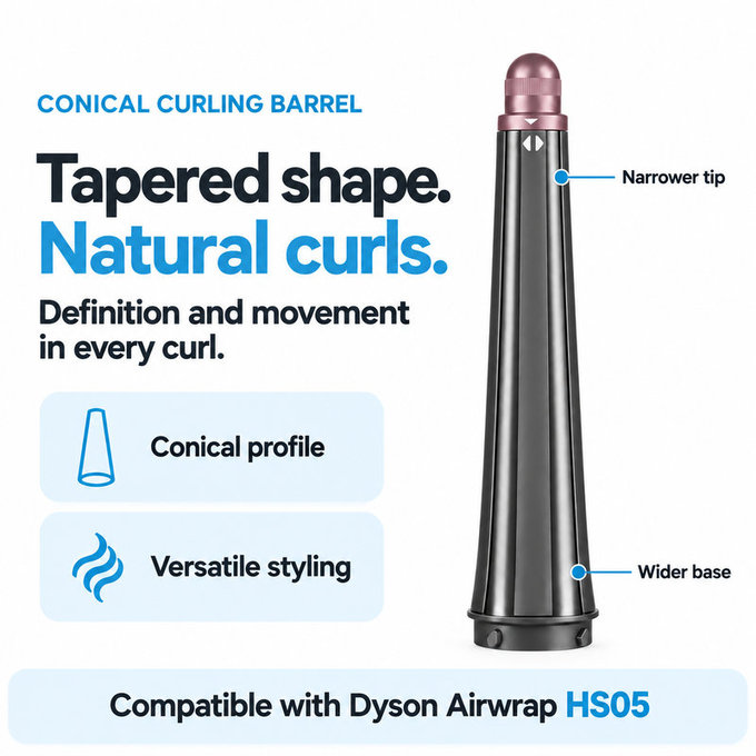 Конусовиден накрайник за къдрене за Dyson Airwrap HS05, Ceramic Pink / Rose Gold