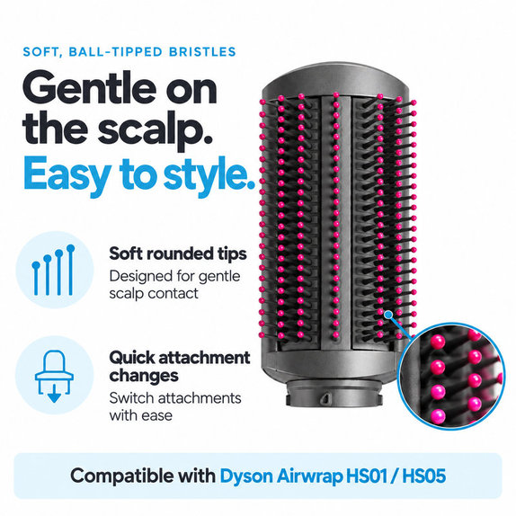Мека изглаждаща четка за Dyson Airwrap HS01, HS05, Iron / Fuchsia