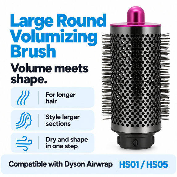Голяма кръгла четка за обем за Dyson Airwrap HS01, HS05, Iron / Fuchsia