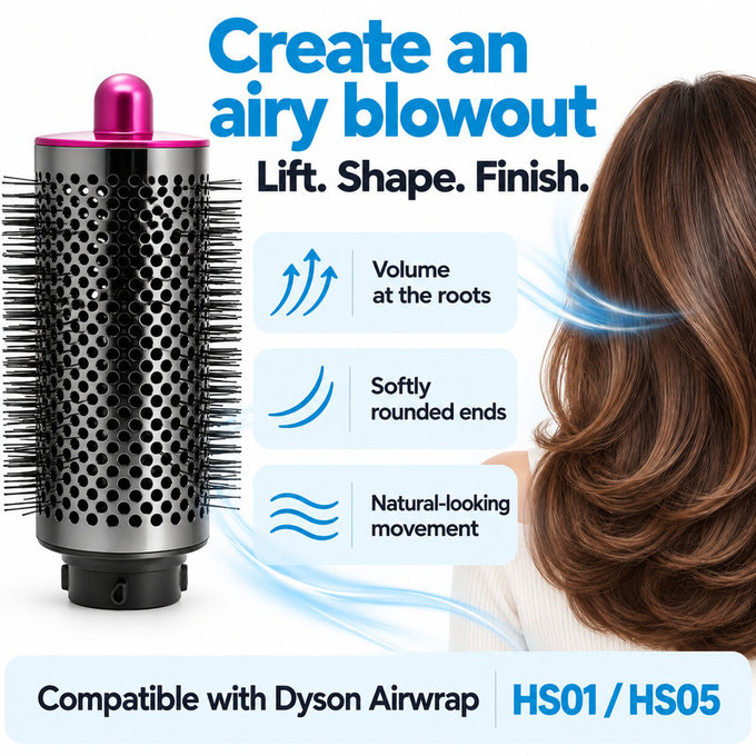 Голяма кръгла четка за обем за Dyson Airwrap HS01, HS05, Iron / Fuchsia