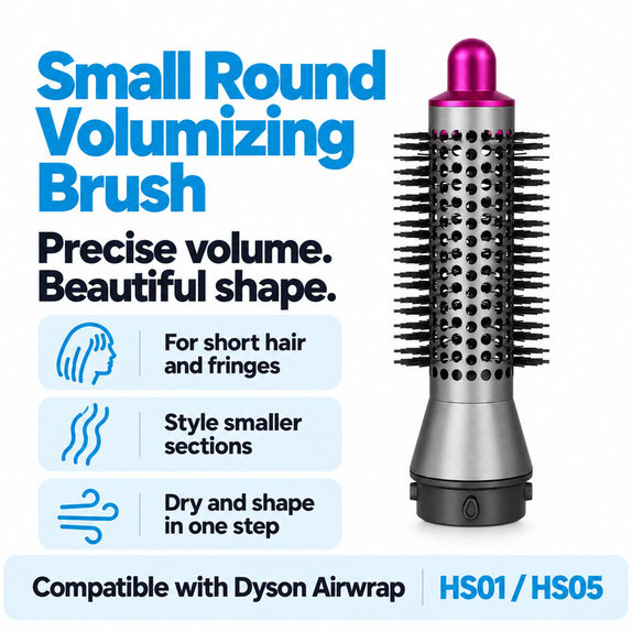 Малка кръгла четка за обем за Dyson Airwrap HS01, HS05, Iron / Fuchsia
