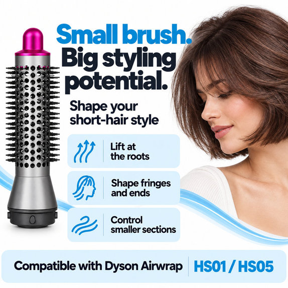 Малка кръгла четка за обем за Dyson Airwrap HS01, HS05, Iron / Fuchsia