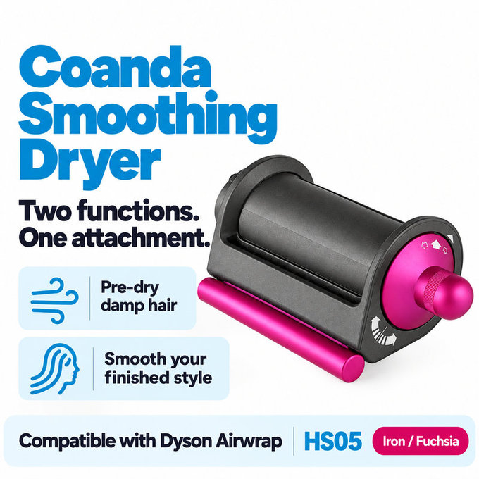 Накрайник Coanda за изглаждане и сушене за Dyson Airwrap HS05, Iron / Fuchsia