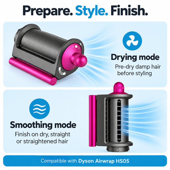 Накрайник Coanda за изглаждане и сушене за Dyson Airwrap HS05, Iron / Fuchsia
