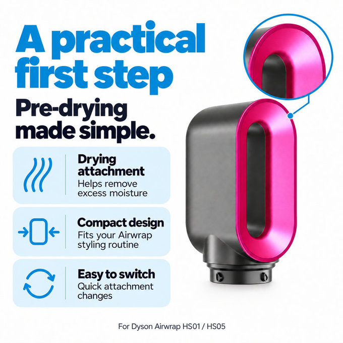 Накрайник за бързо сушене за Dyson Airwrap HS01, HS05, Iron / Fuchsia