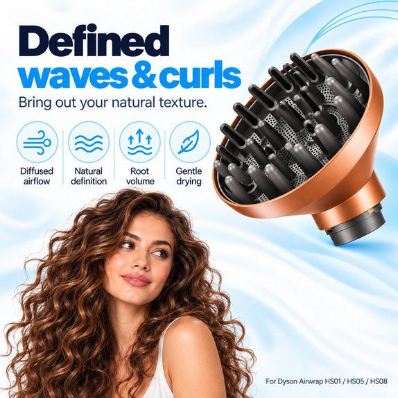 Дифузер Wave + Curl за Dyson Airwrap HS01, HS05, HS08, Copper