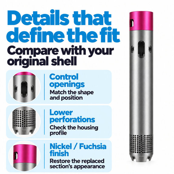Корпус на основното тяло за Dyson Airwrap HS01, HS05, Nickel / Fuchsia