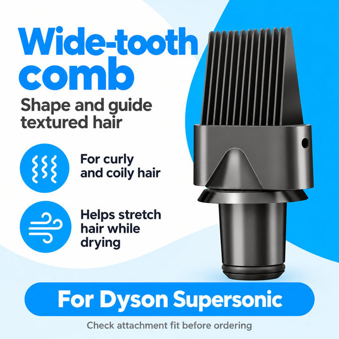 Гребен с широки зъби за Dyson Supersonic HD01, HD03, HD07, HD15, HD16