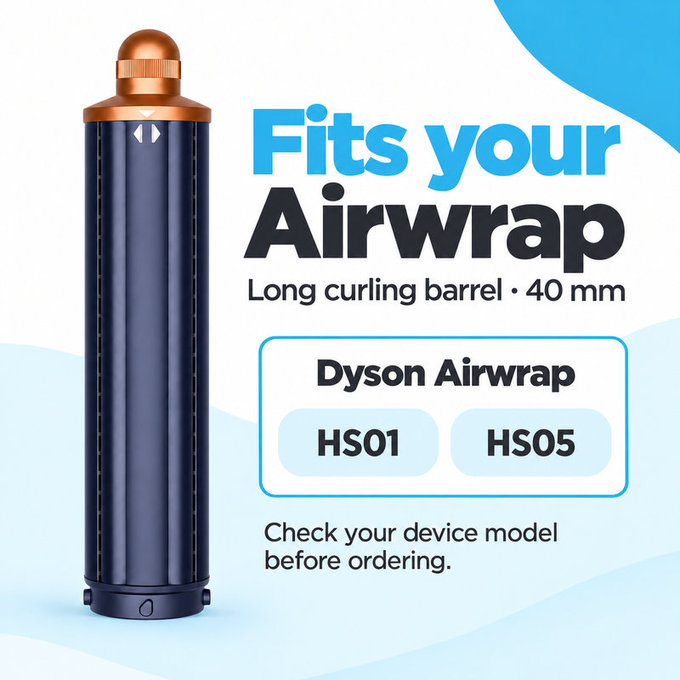 Дълъг накрайник за къдрене за Dyson Airwrap HS01, HS05, 40 mm, Prussian Blue / Rich Copper