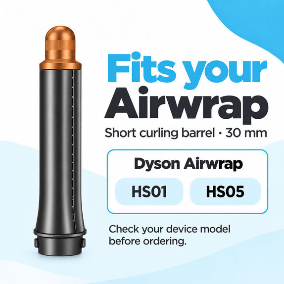 Къс накрайник за къдрене за Dyson Airwrap HS01, HS05, 30 mm, Nickel / Copper