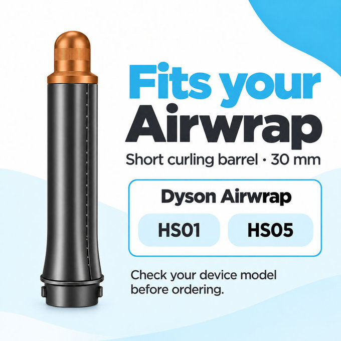 Къс накрайник за къдрене за Dyson Airwrap HS01, HS05, 30 mm, Nickel / Copper
