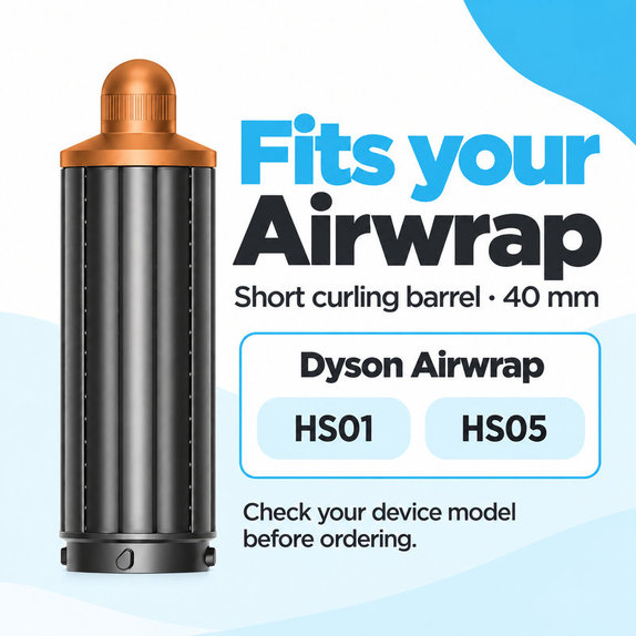 Къс накрайник за къдрене за Dyson Airwrap HS01, HS05, 40 mm, Nickel / Copper