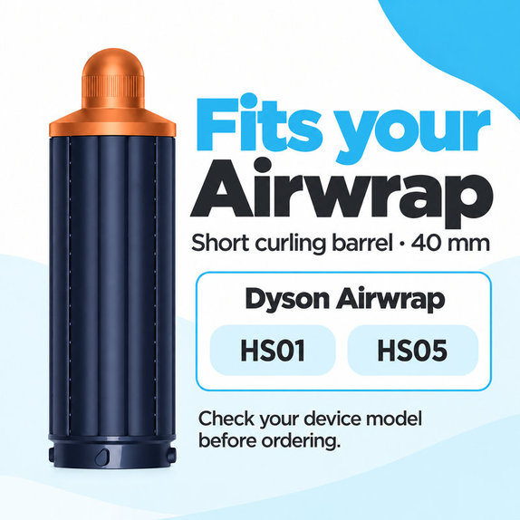 Къс накрайник за къдрене за Dyson Airwrap HS01, HS05, 40 mm, Prussian Blue / Rich Copper
