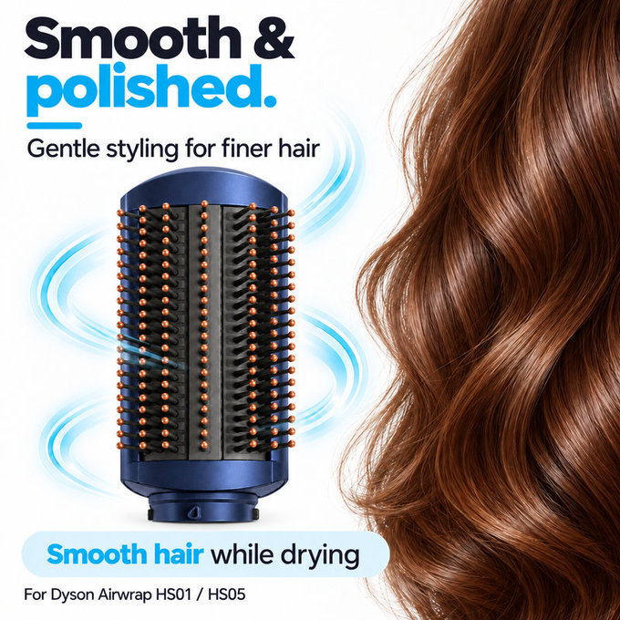 Мека изглаждаща четка за Dyson Airwrap HS01, HS05, Prussian Blue / Rich Copper