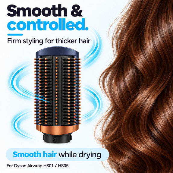 Твърда изглаждаща четка за Dyson Airwrap HS01, HS05, Prussian Blue / Rich Copper