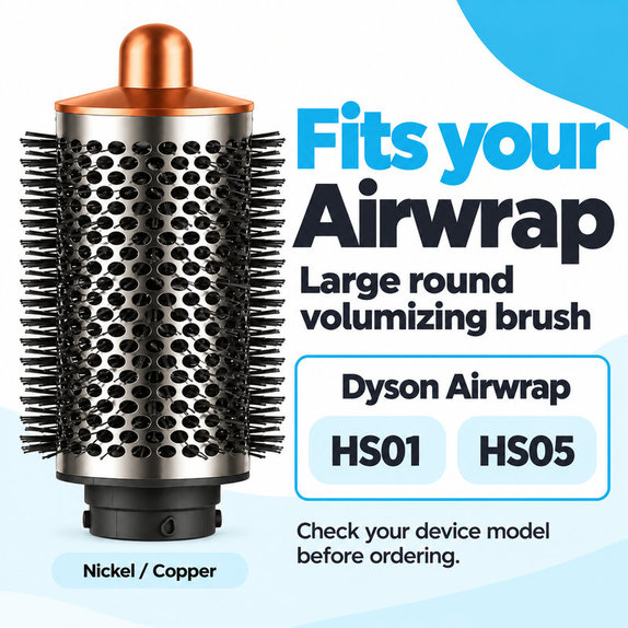 Голяма кръгла четка за обем за Dyson Airwrap HS01, HS05, Nickel / Copper