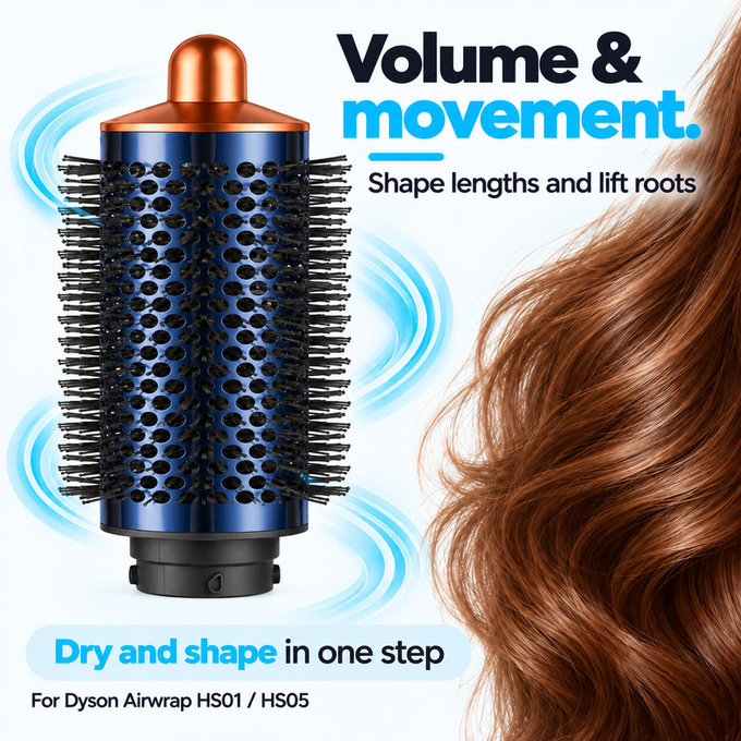 Голяма кръгла четка за обем за Dyson Airwrap HS01, HS05, Prussian Blue / Rich Copper