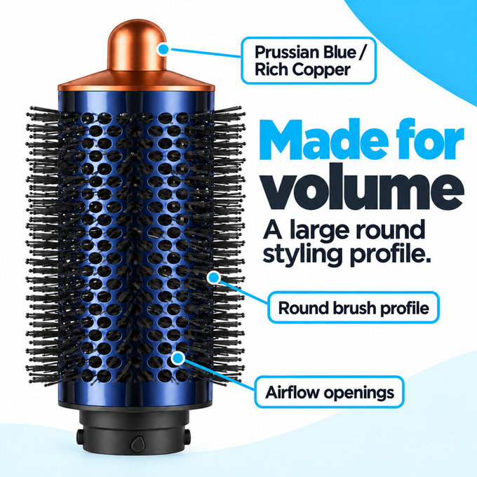 Голяма кръгла четка за обем за Dyson Airwrap HS01, HS05, Prussian Blue / Rich Copper