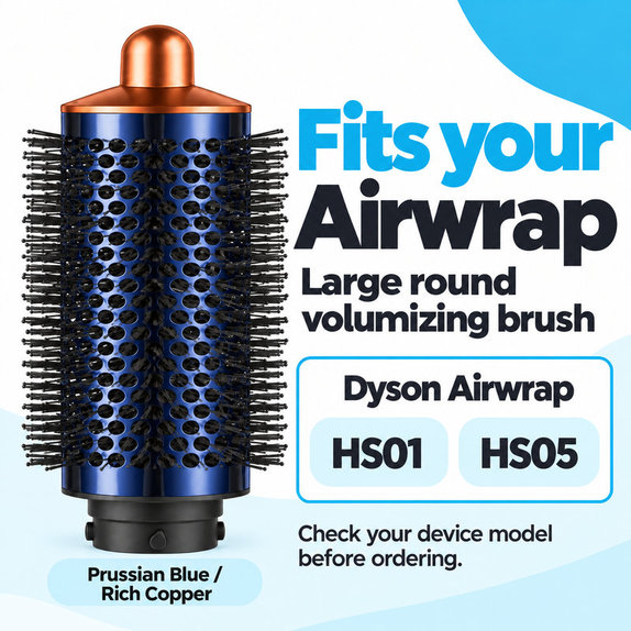 Голяма кръгла четка за обем за Dyson Airwrap HS01, HS05, Prussian Blue / Rich Copper