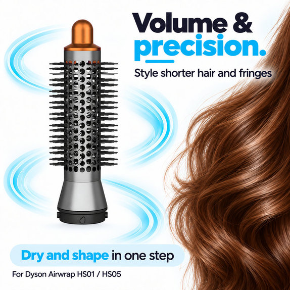 Малка кръгла четка за обем за Dyson Airwrap HS01, HS05, Nickel / Copper