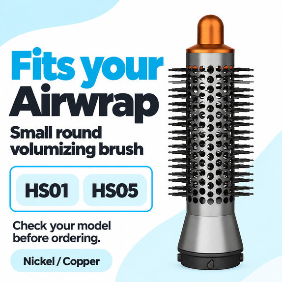 Малка кръгла четка за обем за Dyson Airwrap HS01, HS05, Nickel / Copper