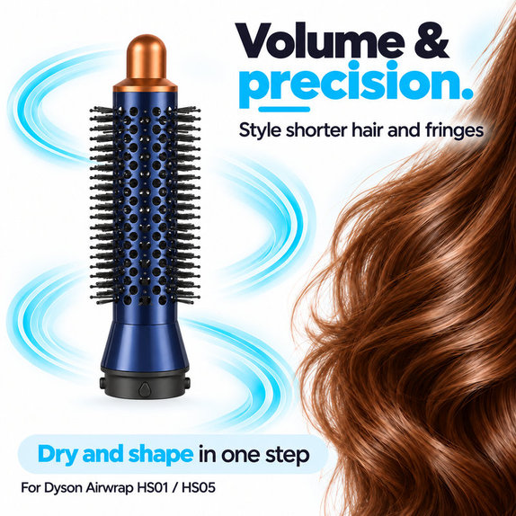 Малка кръгла четка за обем за Dyson Airwrap HS01, HS05, Prussian Blue / Rich Copper